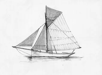vitorlás (tus és ceruza)