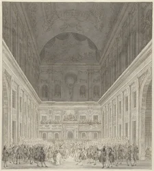 Bál az amszterdami városháza polgári termében V. Vilmos herceg és Vilhelmina poroszországi látogatása tiszteletére, 1768. június