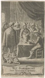 Kereskedő az íróasztalnál Címlap ehhez: J. van der Does e.a., Verscheyde voyagien, ofte reysen, 1652