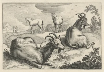 Táj két kecskével és két lóval Diversa Animalia Quadrupedia (sorozat címe)