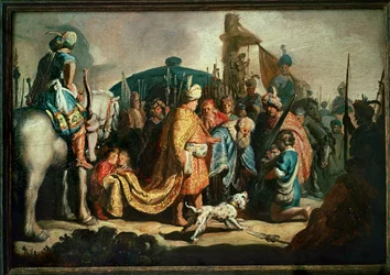 Dávid felajánlja Góliát fejét Saul királynak (festmény, vászon)