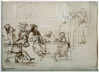 Harmensz Van Rijn Rembrandt (1606-1669) rajza: Jézus gyermeke orvosokkal