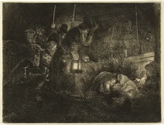 A Pásztorok imádása: Éjszakai darab, 1657 körül (rézkarc papírra)