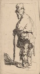 Botra támaszkodó koldus, balra fordulva, c. 1630.