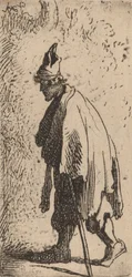 Pálcás koldus, balra sétálva, 1631.