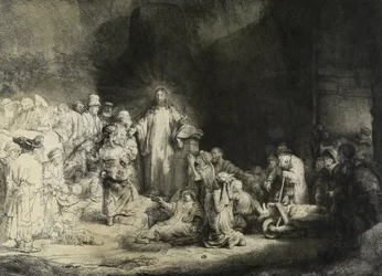 Betegeket gyógyító Krisztus: a „Száz guldennyomat”, c. 1649 (rézkarc, szárazhús és metszet)