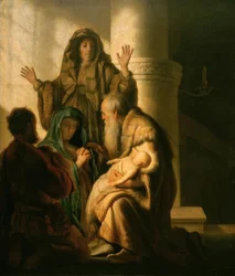 Hanna és Simeon a templomban
