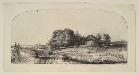 Táj szénás istállóval és birkanyájjal, 1652.