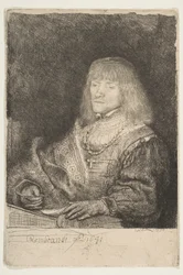 Férfi az íróasztalnál, keresztet és láncot viselő, 1641.