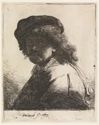 Rembrandt sapkában és sálban