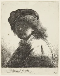 Rembrandt sapkában és sálban