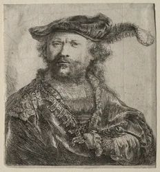 Önarckép bársonysapkában, tollal, 1638.