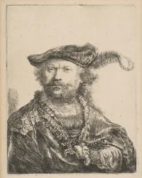 Önarckép bársonysapkában, tollal, 1638.
