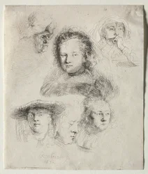 Tanulmányok a Saskia és mások fejéről, 1636.