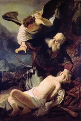 Az angyal megakadályozza Ábrahámot Izsák feláldozásában, 1636