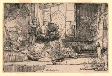 Szűz és gyermek a macskával és Józseffel az ablakban