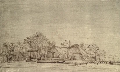 Téli táj házikókkal a fák között, 1650 körül (nád toll és barna tinta)