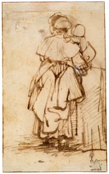 Nő ölében gyermekkel, 1640-es évek.