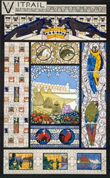 Ólomüveg ablak tervek, a „Dekoratív vázlatok”-ból, 1895 körül