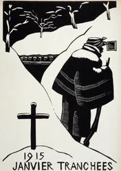 1915. január: les trenches - a "" Háborús naptárban"", ill. Írta: Herman-Paul, Librairie Lutetia, Párizs