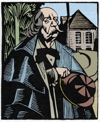 Gustave Flaubert (1821-1880) portréja. Hermann-Paul (Hermann Paul) (1874-1940) fametszete Louis Bertrand „Flaubert a Paris or Le Mort Vivant” című könyvéhez.