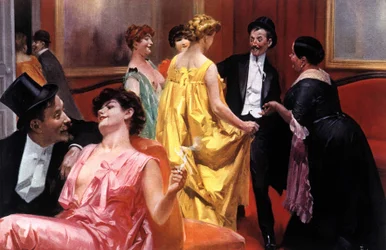 A prezentáció. Párizsi ház a XX. század elején. Illusztráció: Rene Lelong (1871-1933)