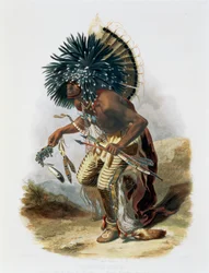 "Pehriska-Ruhpa, Minatarre harcos a kutyatánc jelmezében", 1843