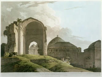 A madurai palota romjai, Thomas és William Daniell (1769-1837) metszete, kiadva 1798-ban