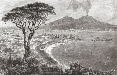 Nápoly és a Vezúv, Olaszország a 19. század végén. A Samuel Manning tiszteletes által 1890 körül kiadott Italian Pictures című kötetből.