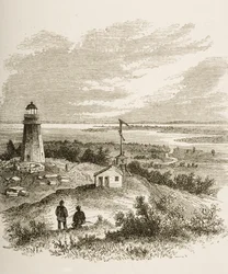 Sandy Hook New Jersey, a világítótoronyból nézve az 1870-es években, 1880 körül