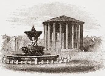 Vesta temploma, Forum Romanum, Róma, Olaszország, 19. század vége. A Rev. Samuel Manning által 1890 körül kiadott Italian Pictures című kötetből.