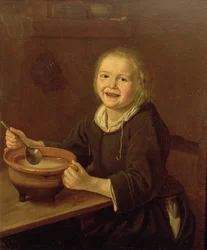 Kását evő fiú (olaj, vászon)