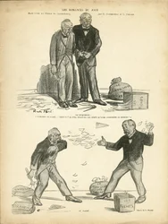 Ricardo Flores (1878-1918) illusztrációja a Le Rire-ben, 12.12.28 - A nap romantikája - Panama esete, Rekordok esete, elnyomás - Chartreux milliói - Combes Emile (1835-1921), Clemenceau George