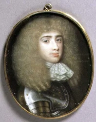 Robert Porter miniatűr portréja, 1660 körül (akvarell pergamen)