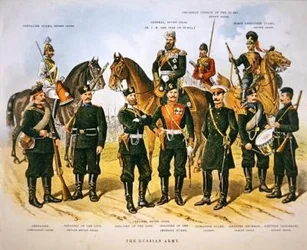 Az orosz hadsereg, 1890 körül (színes litho)