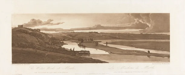 A vízmű Marliban és St. Germain en Laye-ben a távolban látható 1803-ban; A párizsi Views 15. táblája, a B1981.25.2624 tábla Emanuel kötetének nyomkövetése