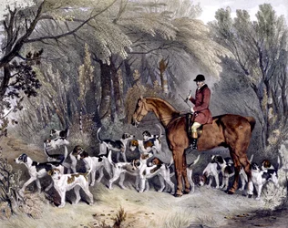 W. Head, a Donnington Hounds vadásza, metszett J.W. Giles (1801-70) 1837 (színes litó)