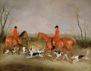 George Mountford, Huntsman to the Quorn és W. Derry, Whipper-In, John O