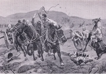 A tábori tüzérség akcióba lép (litho)