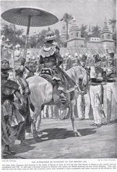 Rangoon átadása a briteknek, 1824, illusztráció a Hutchinson történetéből a brit nemzetről, 1923 körül