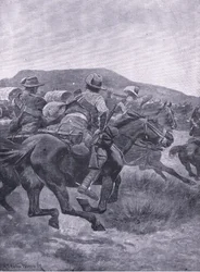 Yeomanry megtámadja De Wets utóvédét és szállítóját, az After Pretoria: The Guerilla War című filmből, amelyet a Harmsworth Bros Limited adott ki, 1901
