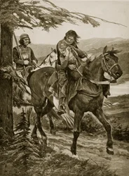 Dermot király Devorgilt hord, illusztráció a „Hutchinson története a brit nemzetről”, 1920 körül