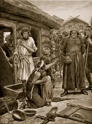 A túladóztatott alattvalók kiűzetnek a házaikból, illusztráció a "Hutchinson