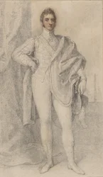 George, Marlborough 5. hercegének portréja Blenheimmel a távolban, 1817-21.