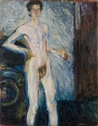 Akt önarckép palettával - Gerstl, Richard (1883-1908) - 1908 - Olaj, vászon - 139,3x100 - Leopold Múzeum, Bécs