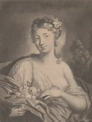 Tavasz: egy fiatal nő, aki virágokat tart a köpenyében, 1775.