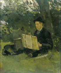 Jan Verkade (1868-1946) Festmény a fa alatt Hattemben
