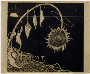Borítóterv Vincent van Gogh amszterdami kiállításához par Holst, Richard Roland (1868-1938). Litográfia, méret: 18,2x21