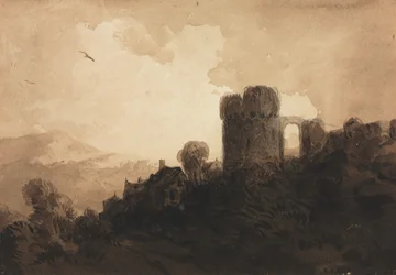 Táj a várrommal.