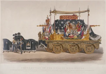 Wellington herceg temetkezési autójának képe, 1852